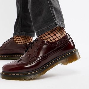 Dr. Martens Vegan 3989 Brogue Shoes In Cherry Red